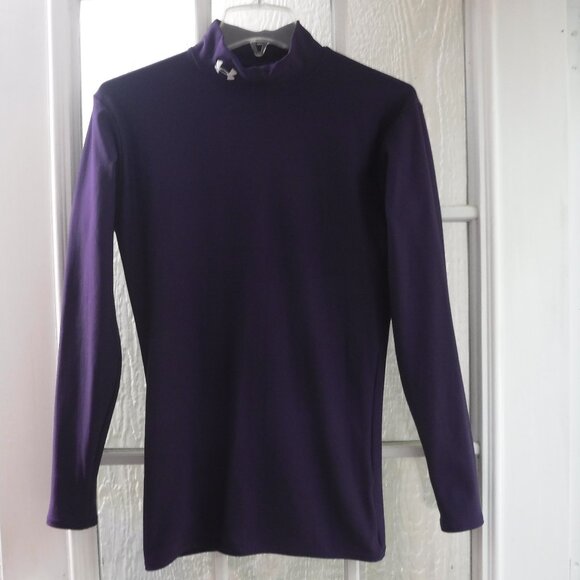 Under Armour Purple Color Mock Neck Long Sleeve Activewear Top - Picture 1 of 7